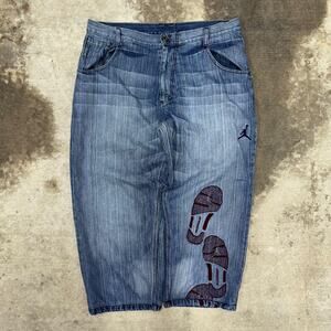 Vintage y2k nike jordan 5 bballl 00s embroidered denim jeans